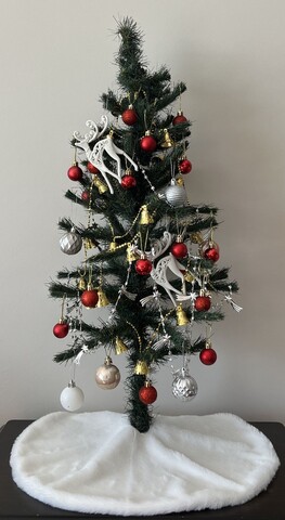 Covoras pentru brad, Pelush Christmas, 50x50 cm, Poliester, Ecru