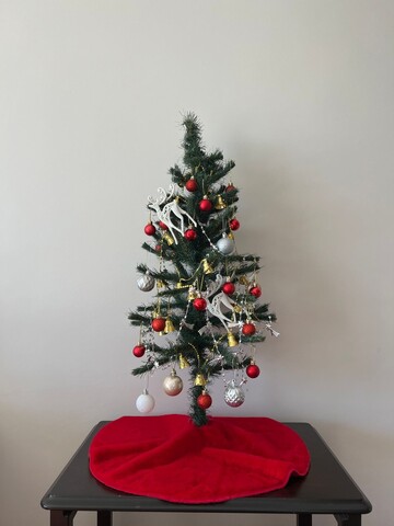 Covoras pentru brad, Pelush Christmas, 50x50 cm, Poliester, Rosu