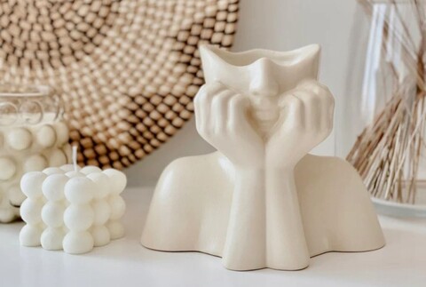 Vaza, Iskandinav Layd, Ceramica, Crem