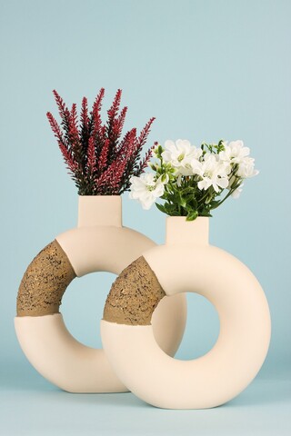 Set de ghivece decorative, BK010, CORP CERAMIC, Ecru