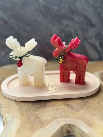 Set de lumanari, Christmas Candle Set9, Beton, Rosu/Alb
