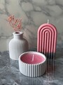 Set de lumanari, Glamour Candle 14ST, Beton, Rosu/Alb