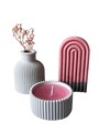 Set de lumanari, Glamour Candle 14ST, Beton, Rosu/Alb
