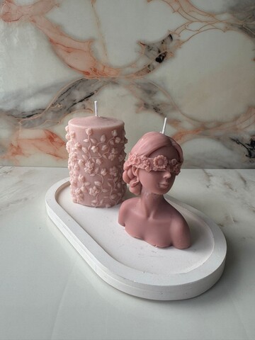 Set de lumanari, Glamour Candle 39ST, Beton, Roz/Alb