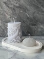 Set de lumanari, Glamour Candle 40ST, Beton, Gri/Alb