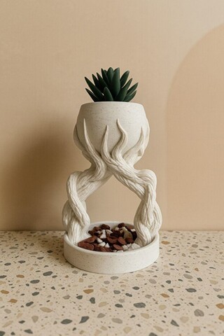 Ghiveci, Tree, 14x14x19.5 cm, 100% BIOPLASTIC, Alb