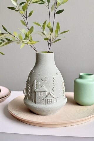 Vaza, Winter Village, 100% BIOPLASTIC, Alb