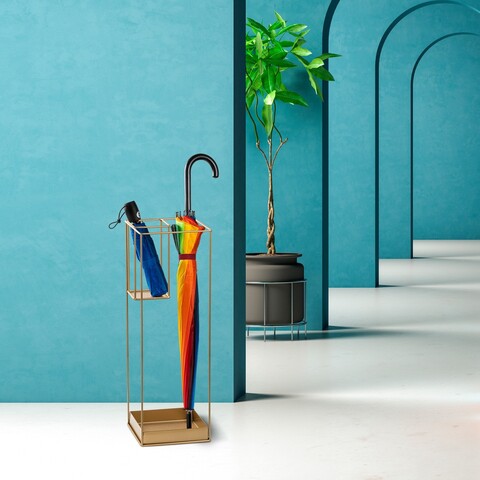 Umbrella Stand, Şemsiye, 20x20x61 cm, Metal, Auriu