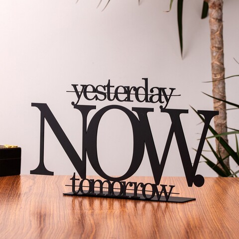 Decoratiune, Now Tomorrow, 16x28 cm, Metal, Negru