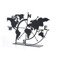 Decoratiune, Worl Map, 18x26 cm, Metal, Negru