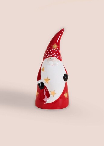 Decoratiune, SUS0146, 5x5x11 cm, Ceramica, Rosu/Alb