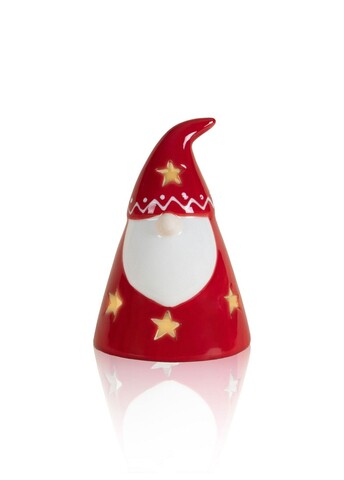 Decoratiune, SUS0153, 8x8x11 cm, Ceramica, Rosu/Alb