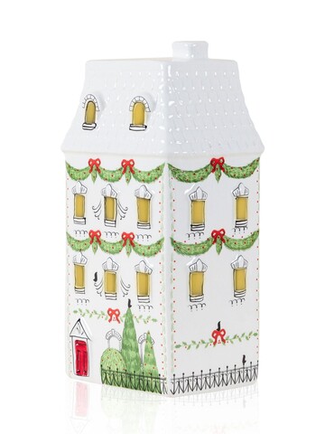 Decoratiune, SUS0233, 11x9x22 cm, Ceramica, Rosu/Alb