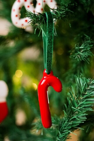 Ornament de brad de Crăciun, BSY515, 9.5x4 cm, Ceramica, Rosu