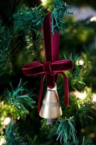 Ornament de brad de Crăciun, BSY241, 4x12 cm, Catifea, Rosu claret