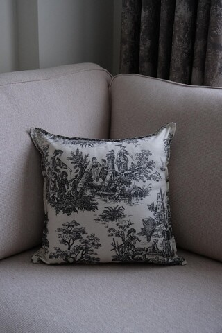 Husa de perna, BST061, 45x45 cm, Textil, Alb/Negru