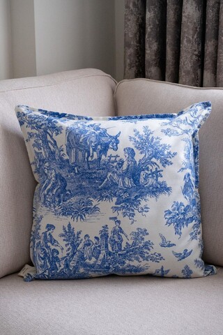 Husa de perna, BST062, 45x45 cm, Textil, Albastru/Alb