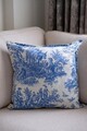 Husa de perna, BST062, 45x45 cm, Textil, Albastru/Alb