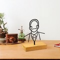 Decoratiune, Dali, 22x8x17 cm, Metal, Lemn/Negru
