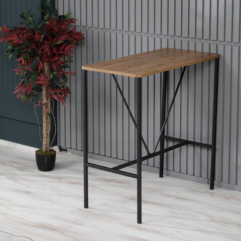 Masa de bar, Hanah Home, Nordic, 90x92x45 cm, PAL, Nuc / Negru