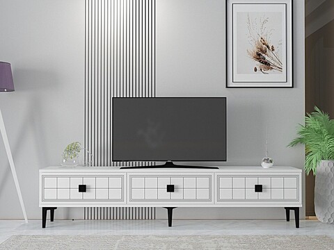 Comoda TV, Hanah Home, Yuka 180, 180x41x30 cm, PAL , Alb
