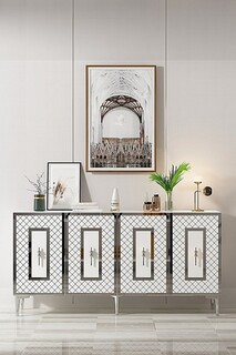 150x75x32 cm, Alb;Argintiu