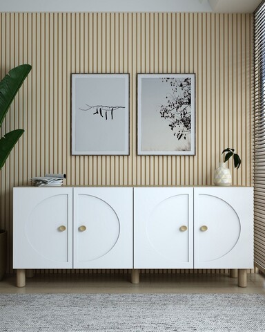 Consola, Hanah Home, Ege, 150x75x32 cm, PAL , Maro, Alb