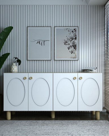 Consola, Hanah Home, Nef, 150x75x32 cm, PAL , Maro, Alb