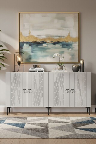 Consola, Hanah Home, Rain 150, 150x75x32 cm, PAL , Alb