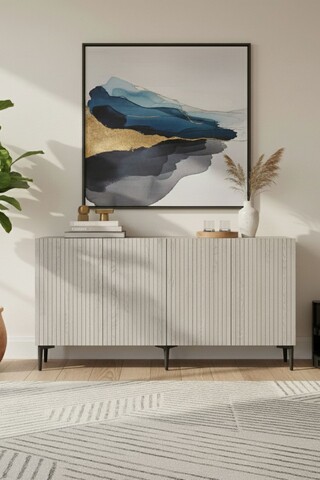 Consola, Hanah Home, Zeynep 150, 150x75x32 cm, PAL , Alb / Travertin