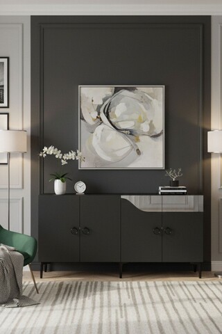 Consola, Hanah Home, Gama 150, 150x75x32 cm, PAL , Antracit / Argintiu