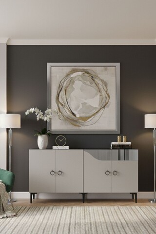 Consola, Hanah Home, Gama 150, 150x75x32 cm, PAL , Alb / Argintiu