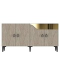 Consola, Hanah Home, Gama 150, 150x75x32 cm, PAL , White / Travertine / Gold