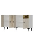 Consola, Hanah Home, Gama 150, 150x75x32 cm, PAL , White / Travertine / Gold