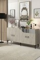 Consola, Hanah Home, Gama 150, 150x75x32 cm, PAL , White / Travertine / Silver