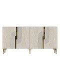 Consola, Hanah Home, Meyra 150, 150x75x32 cm, PAL , White / Travertine / Gold