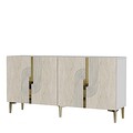 Consola, Hanah Home, Meyra 150, 150x75x32 cm, PAL , White / Travertine / Gold