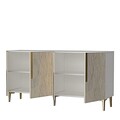 Consola, Hanah Home, Meyra 150, 150x75x32 cm, PAL , White / Travertine / Gold