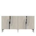 Consola, Hanah Home, Meyra 150, 150x75x32 cm, PAL , White / Travertine / Silver