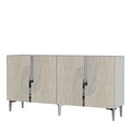 Consola, Hanah Home, Meyra 150, 150x75x32 cm, PAL , White / Travertine / Silver