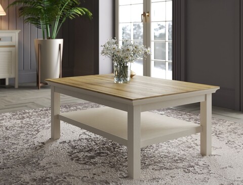 Masuta de cafea, Hanah Home, FRN-21024, 100.2x43.6x70.2 cm, PAL, Crem / Stejar / Gri