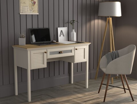 Birou, Hanah Home, FRN-21033, 132x80x50 cm, PAL, Crem / Stejar / Gri