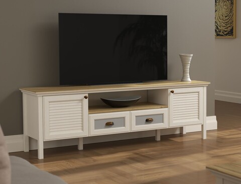 Comoda TV, Hanah Home, FRN-21011, 180.9x58x44.2 cm, PAL, Crem / Stejar / Gri