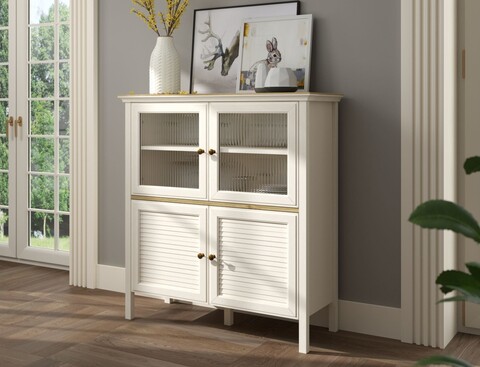 Dulap multifunctional, Hanah Home, FRN-21022, 110.4x120x44.2 cm, PAL, Crem / Stejar