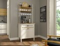 Dulap de bar pentru cafea, Hanah Home, FRN-21028-1, 80.4x210x52.1 cm, PAL, Crem / Stejar / Alb