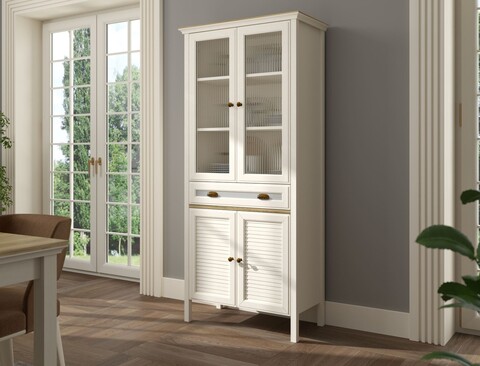 Dulap multifunctional, Hanah Home, FRN-21020, 88.4x194x44.2 cm, PAL, Crem / Stejar / Gri