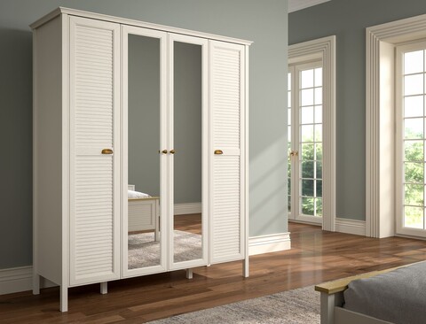 Dulap pentru haine, Hanah Home, FRN-21003, 185.8x215.9x60.9 cm, PAL, Crem