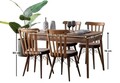 Set masa extensibila si scaune, Hanah Home, Fergana, Lemn de carpen;PAL, Maro