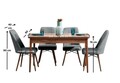 Set masa extensibila si scaune, Hanah Home, Lidyana, Lemn de carpen;PAL, Gri