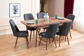 Extendable Dining Table & Chairs Set (7 Pieces), Hanah Home, Lidyana, Frame: 70% HORNBEAM/30% MELAMINE COATED CHIPBOARD, Antracit